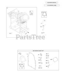 Briggs & Stratton 309447-0100-E1 - Briggs & Stratton Horizontal Engine Cylinder, Gasket Set - Engine