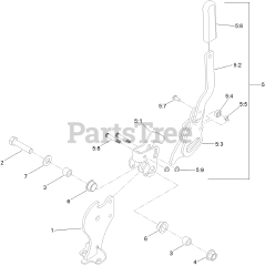 Toro 78928 (6000) - Toro 72" Z Master Zero-Turn Mower, Side-Discharge Deck (SN: 312000001 - 312999999) (2012) PARKING BRAKE HANDLE ASSEMBLY NO. 116-6861