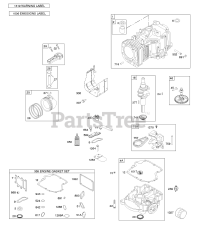 Briggs & Stratton 319775-0109-E1 - Briggs & Stratton Vertical Engine Camshaft, Crankshaft, Cylinder, Cylinder Head, Engine Sump, Gasket Set - Engine, Piston, Rings, Connecting Rod, Warning Label