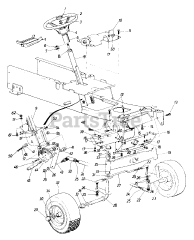 White Outdoor GT-1855 (142-996-190) - White Outdoor 50" Garden Tractor (1992) Steering, Steering Column Assy and Front Wheel Ass'y