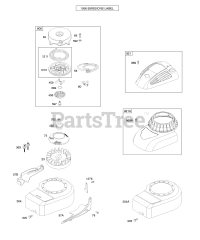 Briggs & Stratton 10L902-0488-E1 - Briggs & Stratton Vertical Engine Blower Housing/Shrouds, Flywheel, Rewind Starter
