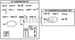 Briggs & Stratton 290777-0108-01 - Briggs & Stratton Vertical Engine Carburetor Kits