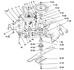 Toro 78226 - Toro 38" Recycler Mower Deck for 260 Series Tractors (SN: 069000001 - 069999999) (1996)