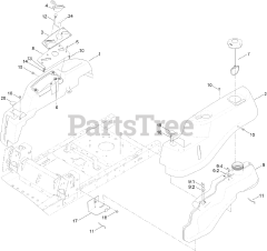 Toro 74741 (SS 5425) - Toro 54" TimeCutter Zero-Turn Mower (SN: 316000001 - 316999999) (2016) Body Styling and Fuel Tank Assembly