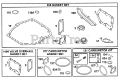Briggs & Stratton 12S802-0892-01 - Briggs & Stratton Vertical Engine Gasket Sets