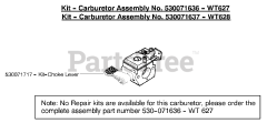 Poulan Pro PP 35 - Poulan Pro String Trimmer Carburetor Assembly (WT627) P/N 530071636