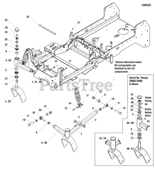 Ferris IS 2000Z (5901191) - Ferris IS2000Z Series 52" Zero-Turn Mower, 20hp Yanmar, Side-Discharge Main Frame &amp; Front Suspension Group