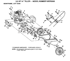 Weed Eater WE R350 A - Weed Eater Tiller MAINFRAME, LEFT SIDE