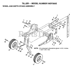 Weed Eater WE F350 E - Weed Eater Tiller (1999) WHEEL AND DEPTH STAKE ASSEMBLY