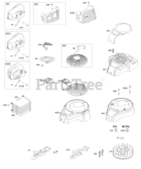 Briggs & Stratton 100602-0100-E1 - Briggs & Stratton Vertical Engine Blower Housing, Exhaust System, Flywheel, Rewind Starter