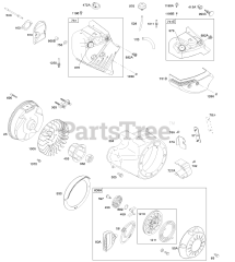 Briggs & Stratton 21M414-0170-E1 - Briggs & Stratton Horizontal Engine Blower Housing/Shrouds, Flywheel, Rewind Starter