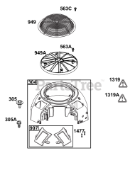 Briggs & Stratton 44C877-0009-B5 - Briggs & Stratton Vertical Engine Blower Housing Group