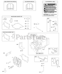 Briggs & Stratton 10M902-0100-E1 - Briggs & Stratton Vertical Engine Cylinder, Cylinder Head, Gasket Set - Engine, Gasket Set - Valve, Lubrication, Operator's Manual, Warning Label