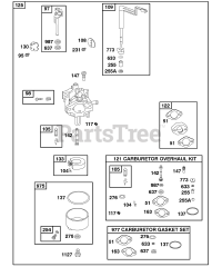 Briggs & Stratton 118432-0124-E1 - Briggs & Stratton Horizontal Engine Carburetor, Gasket Set - Carburetor, Kit - Carburetor Overhaul