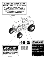 Gravely 987060 - Gravely Lawn Tractor, 16hp, Without Hydraulic Lift (SN: 000101 & Above) DECALS 1