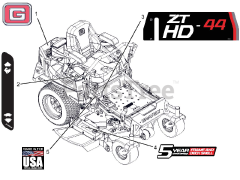 Gravely 991160 (ZT HD 44) - Gravely 44" Zero-Turn Mower, Kawasaki FR (SN: 025000 - 034999) Decals - Style - 44"