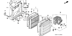 Honda GX640 SD1/A (GAAD) - Honda Engine, Made in Japan (SN: GAAD-1030001 - GAAD-9999999) AIR CLEANER
