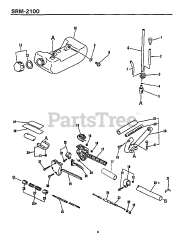 Echo SRM-2100 - Echo String Trimmer (Type 1) (SN: 001001 - 159490) Fuel System, Main Pipe, Support Handle, Throttle Control