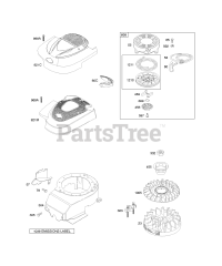Briggs & Stratton 12L902-0667-E1 - Briggs & Stratton Vertical Engine Blower Housing/Shrouds, Flywheel, Rewind Starter