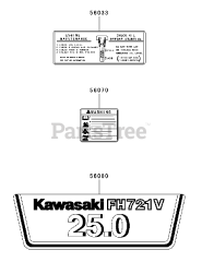 Cub Cadet M60-KW (53BH5D8X750) - Cub Cadet 60" Tank Zero-Turn Mower, 25hp Kawasaki FH721V AS26 Label