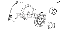 Honda WP30 X ACF6 (WZBF) - Honda Water Pump, Made in Japan (SN: WZBF-1000001 - WZBF-1299999) FLYWHEEL + IGNITION COIL