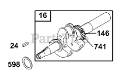 Briggs & Stratton 12B412-0100-E1 - Briggs & Stratton Horizontal Engine Crankshaft