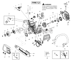 Poulan Pro PPB 4218 - Poulan Pro Chainsaw, Type 2 Handle, Chassis &amp; Bar Assembly Type 1,2