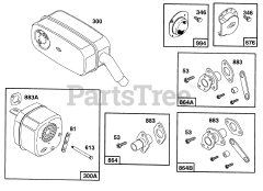 Briggs & Stratton 402445-1208-01 - Briggs & Stratton Horizontal Engine Mufflers and Deflectors