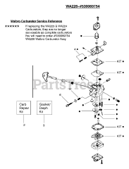 Weed Eater FL Plus - Weed Eater Featherlite String Trimmer, Type 1 Carburetor Assembly (WA226) P/N 530069754