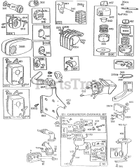 Briggs & Stratton 195437-4017-02 - Briggs & Stratton Horizontal Engine Mufflers, Carburetor, A/C Grps