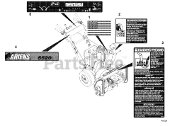 Ariens 932312 (ST 724) - Ariens 24" Snow Blower, 7hp Tecumseh (SN: 004001 & Above) Decals