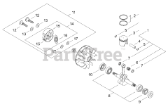 Swisher B 3000 - Swisher Brushcutter Clutch Shoe, Piston
