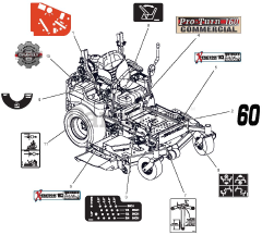Gravely 991121 (Pro-Turn 160) - Gravely Pro-Turn 60" Zero-Turn Mower (SN: 050000 & Above) Decals - Style - 60"