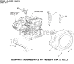 Kohler CH255-3174 - Kohler Command PRO Twin Engine, Basic Version, 5.5hp, 4kW 06 Blower Housing