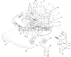 Toro 30291 - Toro 44" ProLine Walk-Behind Mower, Hydro Drive, 15hp (SN: 210000001 - 210005000) (2001) Spindles, Idler Pulleys And Belts Assembly