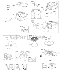 Briggs & Stratton 33M677-0122-B1 - Briggs & Stratton Vertical Engine Air Cleaner, Blower Housing, Exhaust System, Flywheel