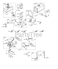 Briggs & Stratton 250412-1071-E1 - Briggs & Stratton Horizontal Engine Controls, Fuel Tank, Governor Springs