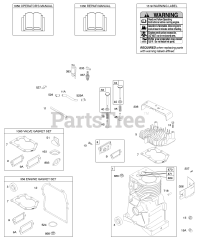 Briggs & Stratton 95202-0100-E1 - Briggs & Stratton Horizontal Engine Cylinder, Cylinder Head, Gasket Set - Engine, Gasket Set - Valve, Operator's Manual, Warning Label