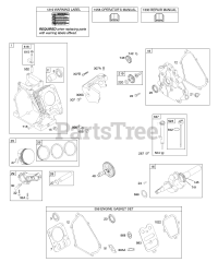 Briggs & Stratton 12Z112-0111-E1 - Briggs & Stratton Horizontal Engine Camshaft, Crankcase Cover, Crankshaft, Cylinder, Lubrication, Piston Group