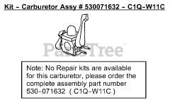 Snapper SB 2000 MLE - Snapper Blower Carburetor Assembly (C1Q-W11C) P/N 530071632