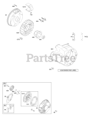 Briggs & Stratton 201352-0049-E9 - Briggs & Stratton Horizontal Engine Blower Housing/Shrouds, Flywheel, Rewind Starter