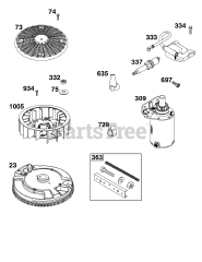 Briggs & Stratton 40U877-0019-B1 - Briggs & Stratton Vertical Engine Flywheel, Ignition, and Starter Group