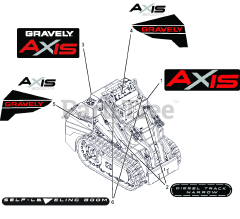 Gravely 950011 (Axis 200 DTN) - Gravely Axis Compact Utility Loader, 25hp Kubota (SN: 000900 & Above) Decals - Style