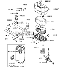 Toro 30094 - Toro 36" Walk-Behind Mower, Floating Deck, T-Bar, Gear Drive (SN: 280000001 - 280999999) (2008) AIR FILTER AND MUFFLER ASSEMBLY KAWASAKI FH430V-DS28