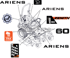 Ariens 991158 - Ariens Zenith 60" Zero-Turn Mower, 23.5hp Kawasaki FX (SN: 100000 - 119999) Decals - Style - 60" - Zenith