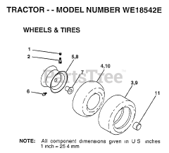 Weed Eater WE 18542 E - Weed Eater Lawn Tractor (1999) WHEELS/TIRES