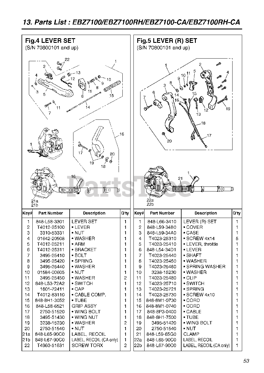 RedMax EBZ 7100 RH - RedMax Backpack Blower (SN: 70800101 & Above
