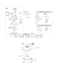 Briggs & Stratton 12A412-0100-E1 - Briggs & Stratton Horizontal Engine Carburetor Group, Fuel Tank Group, Kits/Gaskets - Carburetor