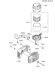 Kawasaki FJ180V-BM96 - Kawasaki Engine AIR-FILTER/MUFFLER