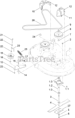 Toro 71254 (XLS 380) - Toro Lawn Tractor (SN: 313000001 - 313999999) (2013) 38 Inch Deck Belt and Blade Assembly